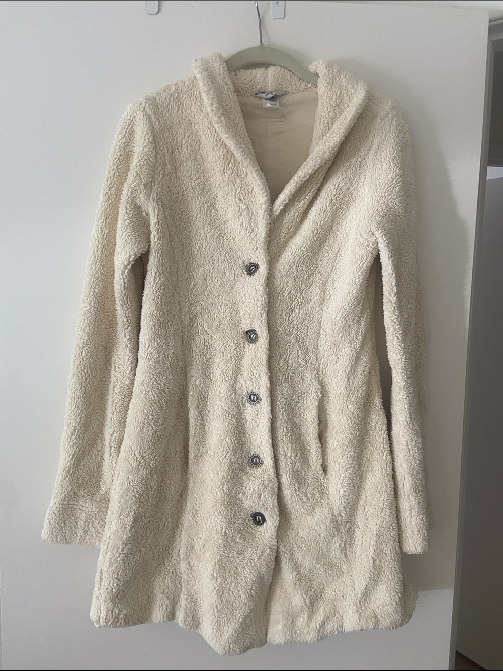 Hard Tail Cream Sherpalike Button-Front Teddy Coat